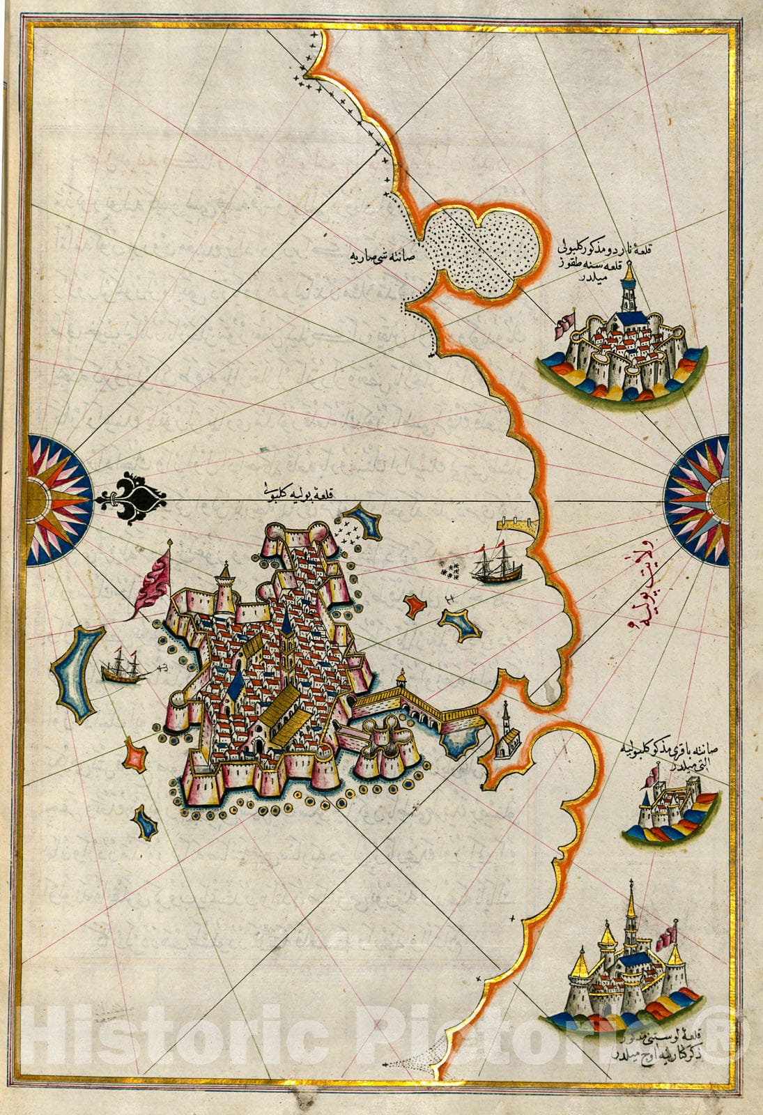 Historic Map : fol. 207b Towns of Gallipoli and Nardo on the Italian coast, 1700, Vintage Wall Decor
