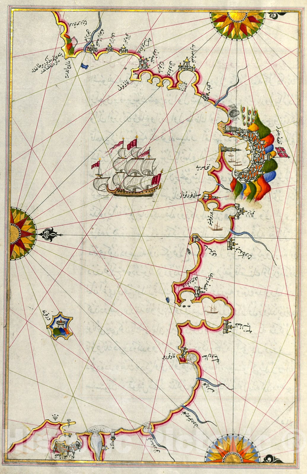 Historic Map : fol. 246a Western Italian coastline from Pisa to the French border, including the towns of Genoa and Savona, 1700, Vintage Wall Decor