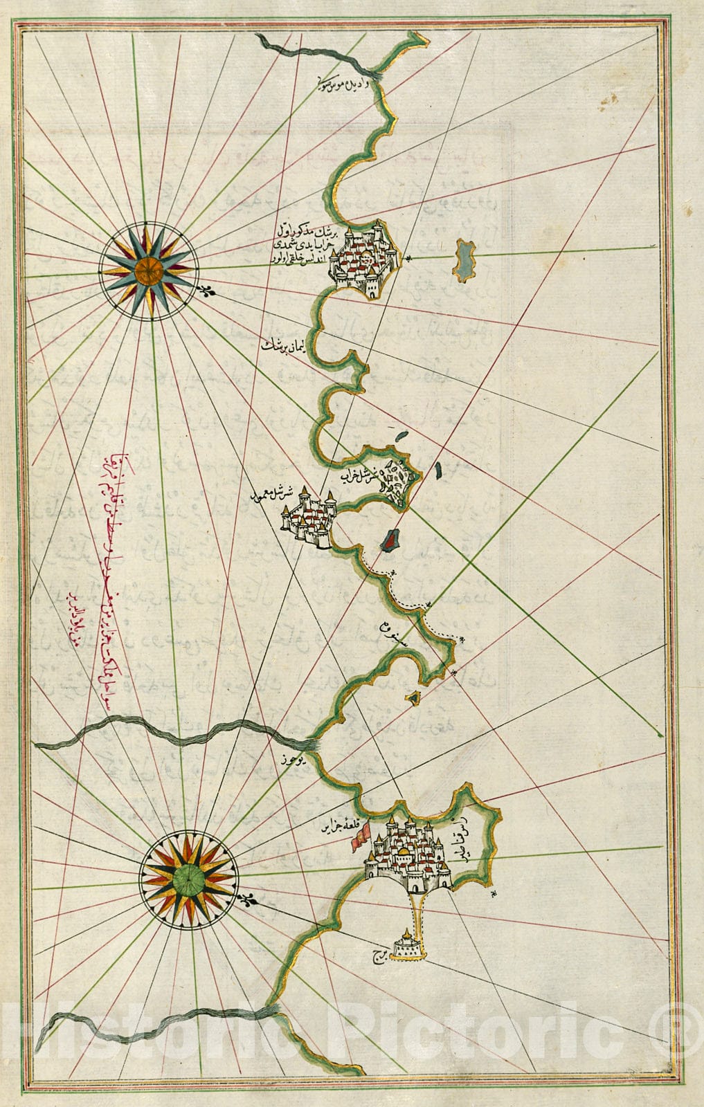 Historic Map : fol. 270b Algerian coastline around Algiers, 1700, Vintage Wall Decor