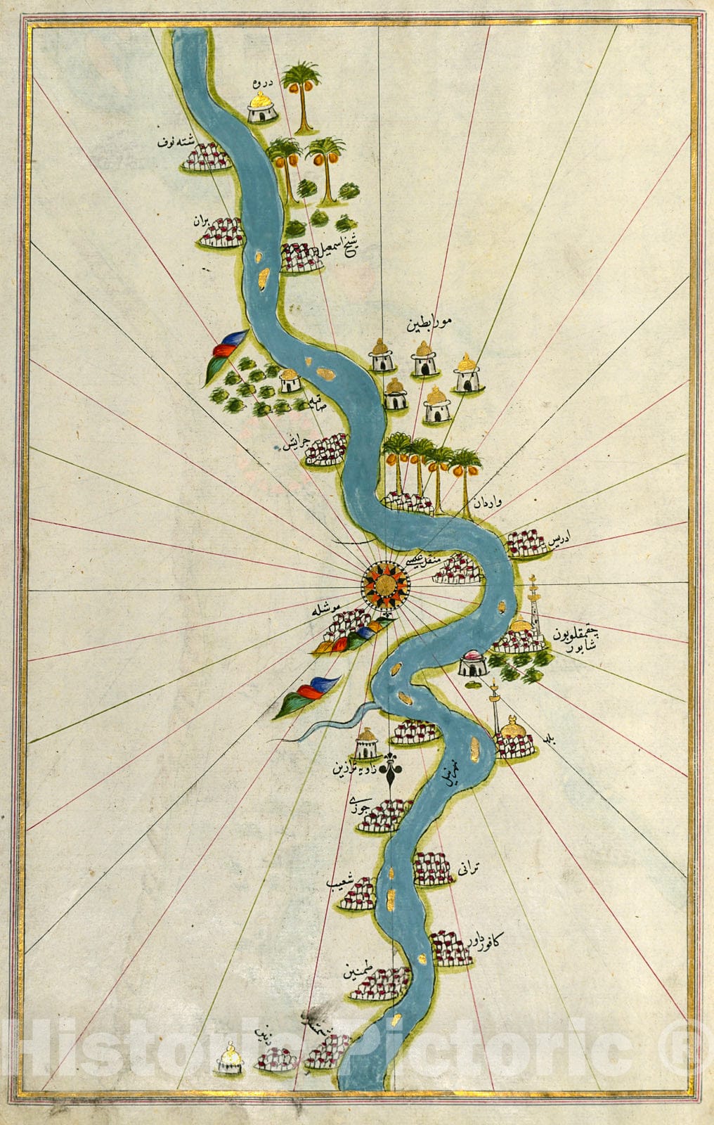Historic Map : fol. 307a Nile River with various oases on either side, 1700, Vintage Wall Decor