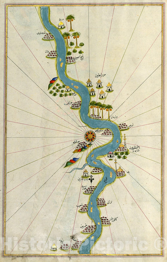 Historic Map : fol. 307a Nile River with various oases on either side, 1700, Vintage Wall Decor
