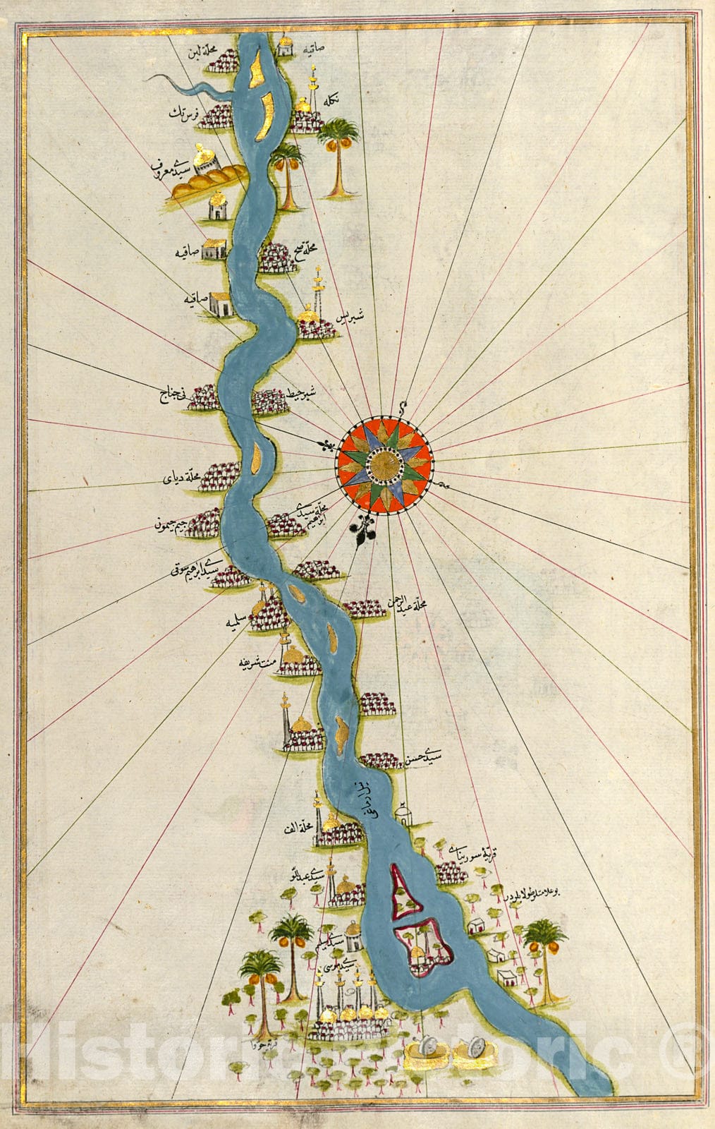 Historic Map : fol. 310a Oases and villages along the Nile River as far as S?d? M?s?, 1700, Vintage Wall Decor