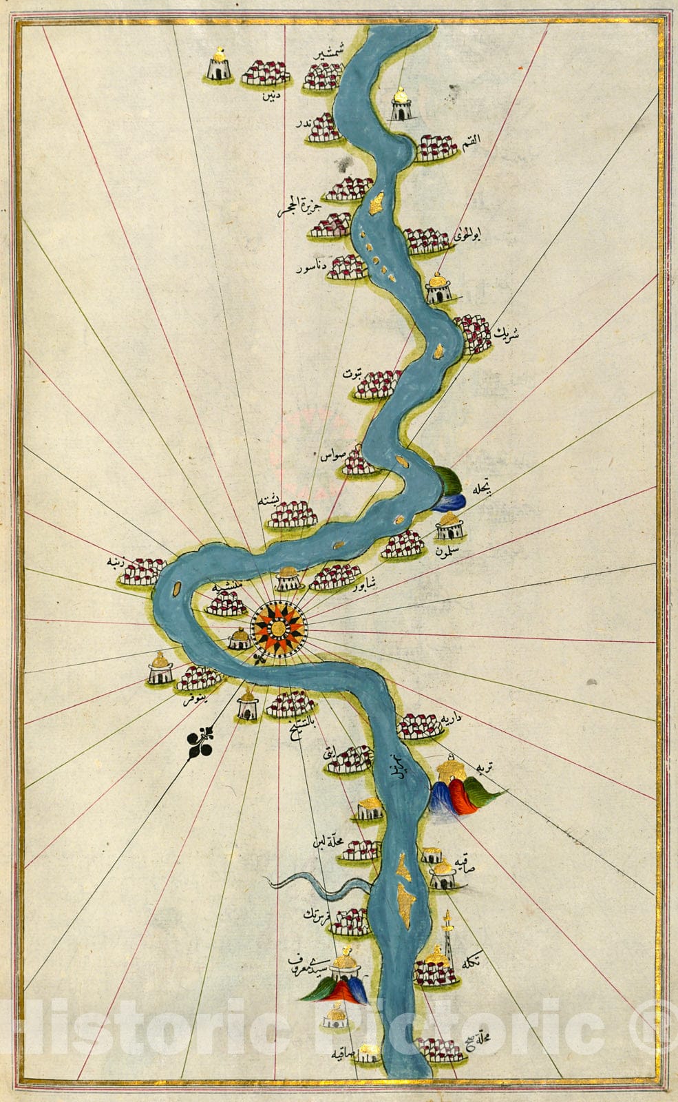 Historic Map : fol. 310b Nile River with various oases on either side as far as S?d? Ma?r?f, 1700, Vintage Wall Decor