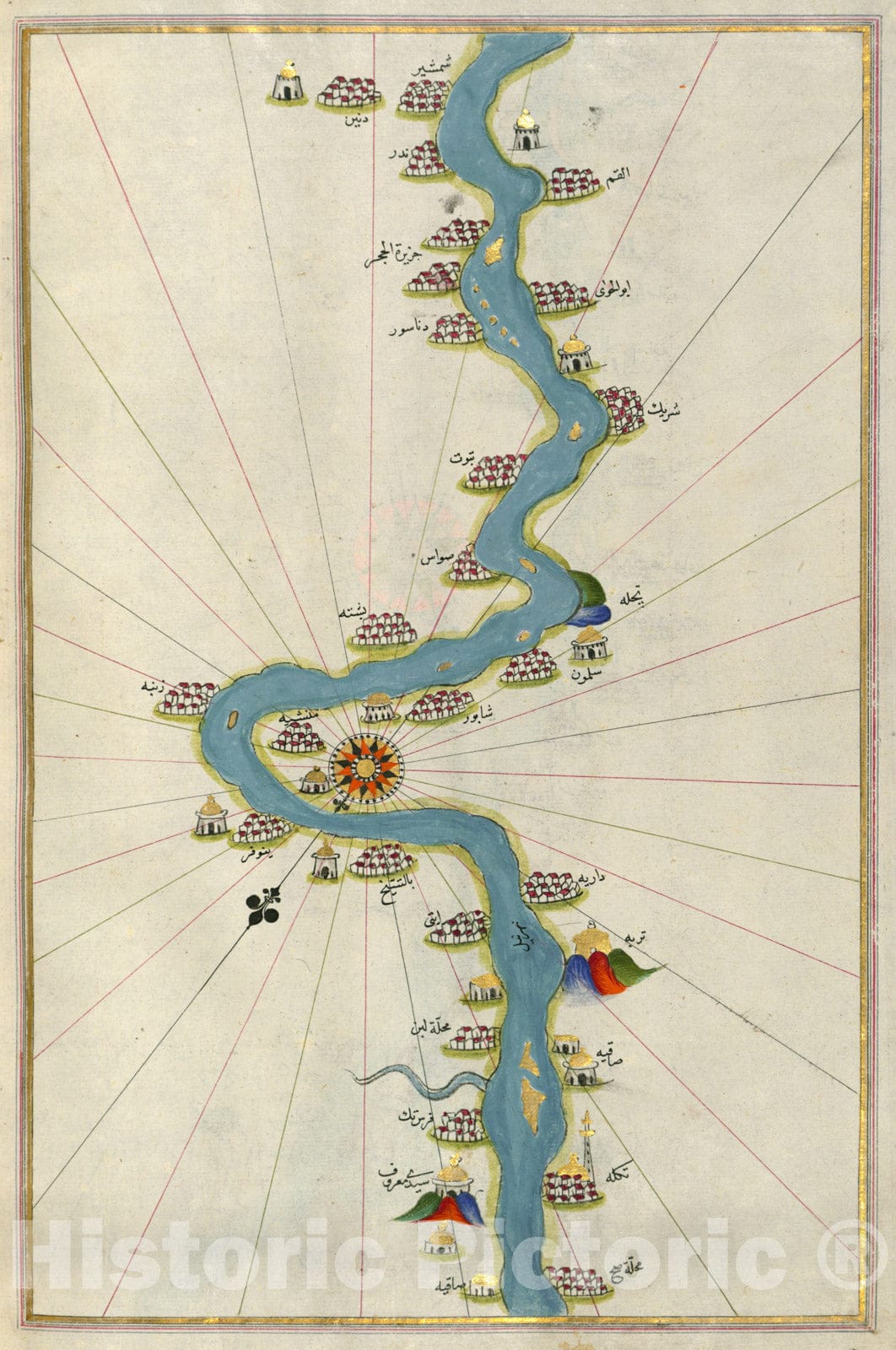 Historic Map : fol. 310b Nile River with various oases on either side as far as S?d? Ma?r?f, 1700, Vintage Wall Decor
