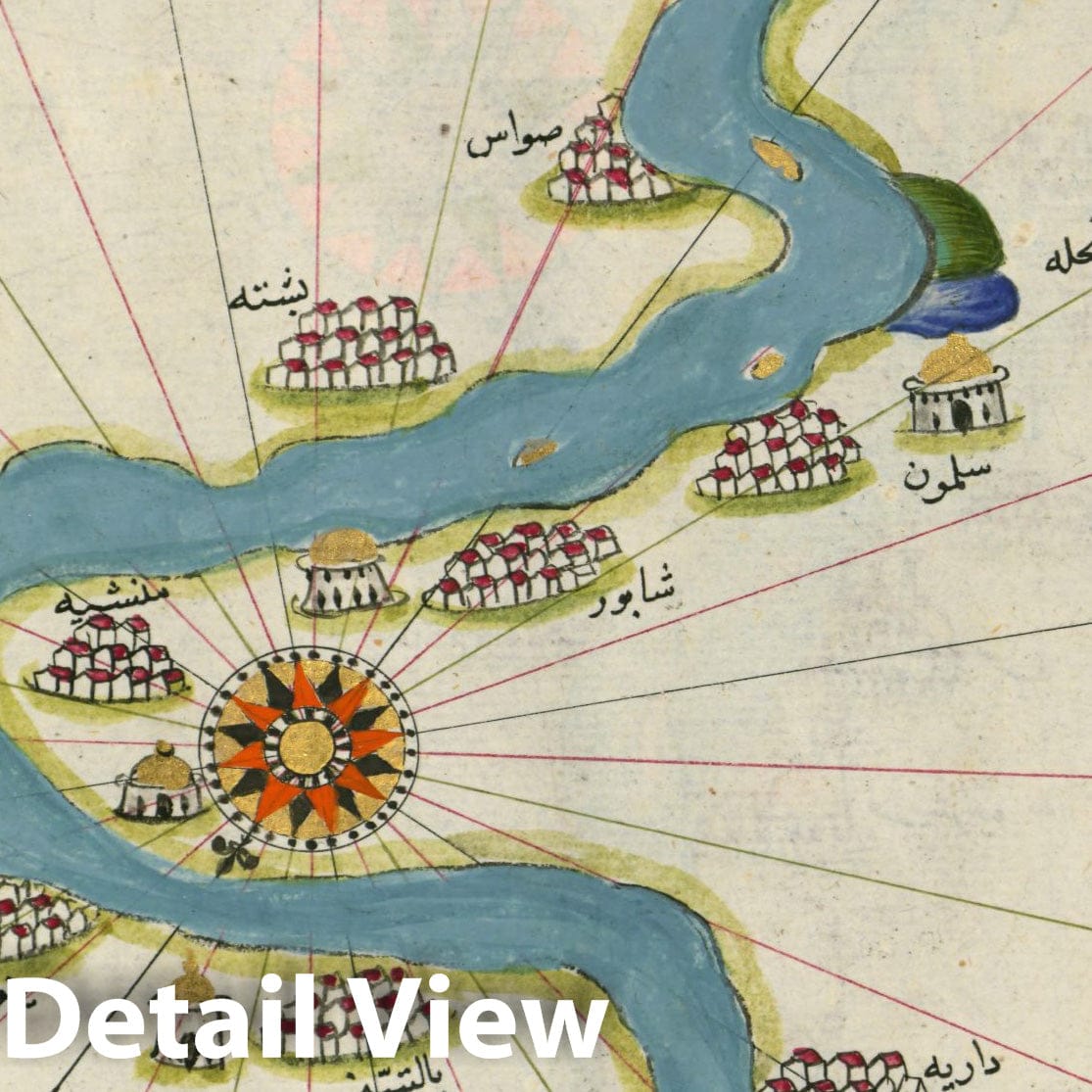 Historic Map : fol. 310b Nile River with various oases on either side as far as S?d? Ma?r?f, 1700, Vintage Wall Decor