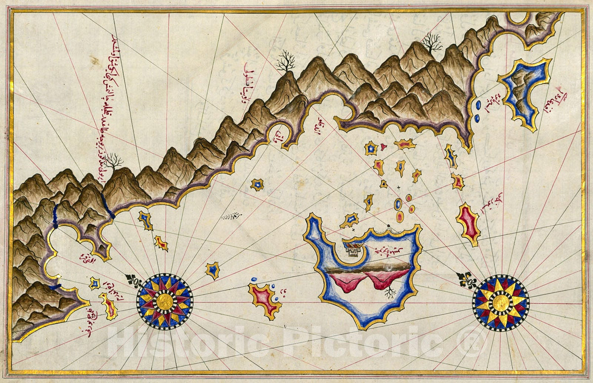 Historic Map : fol. 338b Unidentified islands off the southern Anatolian coast, 1700, Vintage Wall Decor