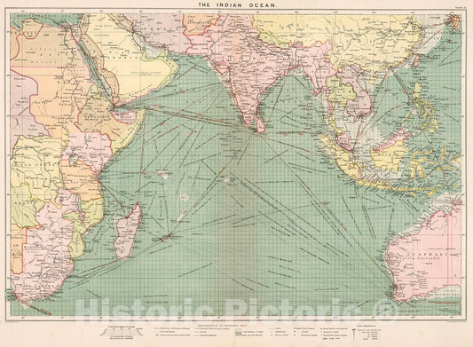 Historic Map : The Indian Ocean, 1905, Vintage Wall Decor