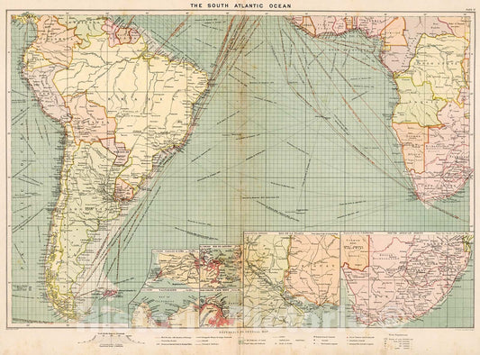 Historic Map : The South Atlantic Ocean, 1905, Vintage Wall Decor