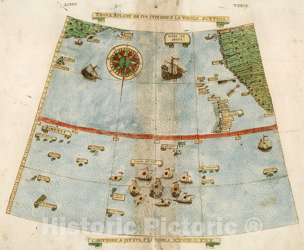 Historic Map : Tavola XVI. Che Ha Sua Superiore La Tavola Settima. Libro Terzo., 1587, Vintage Wall Decor