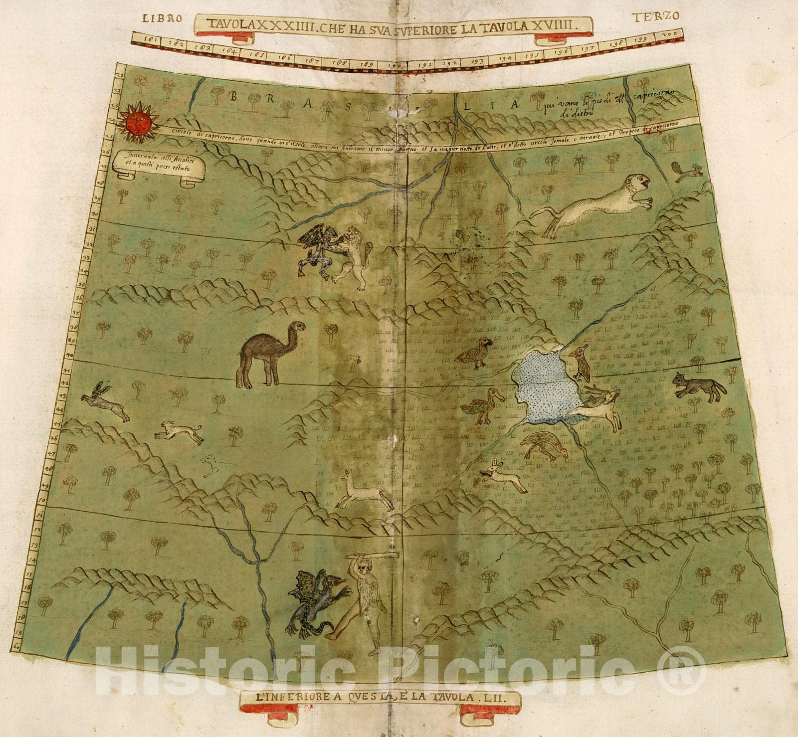 Historic Map : Tavola XXXIIII. Che Ha Sua Superiore La Tavola. XVIIII. Libro Terzo., 1587, Vintage Wall Decor