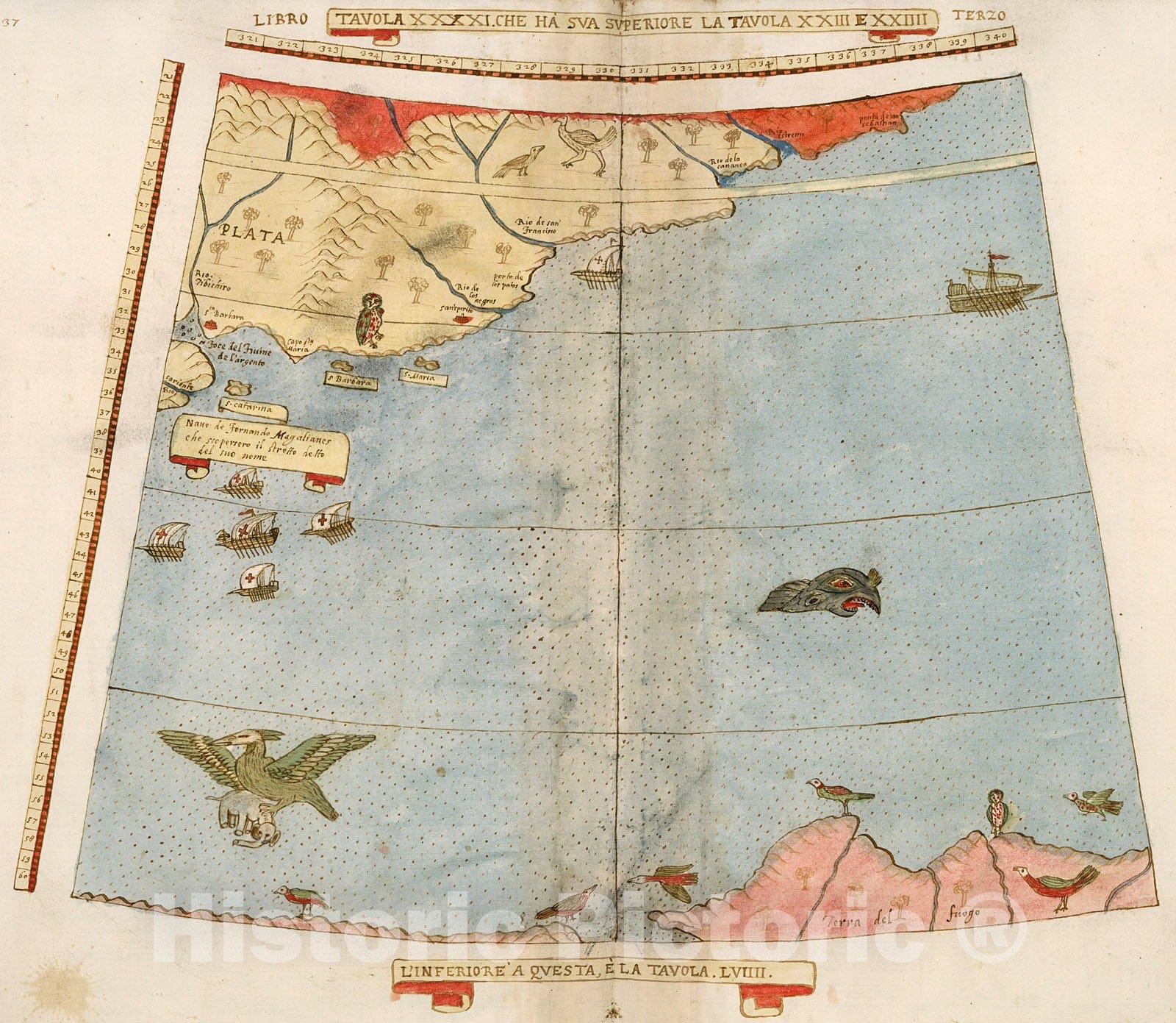 Historic Map : Tavola XXXXI. Che Ha Sua Superiore La Tavola. XXIII. E.XXIIII. Libro Terzo., 1587, Vintage Wall Decor