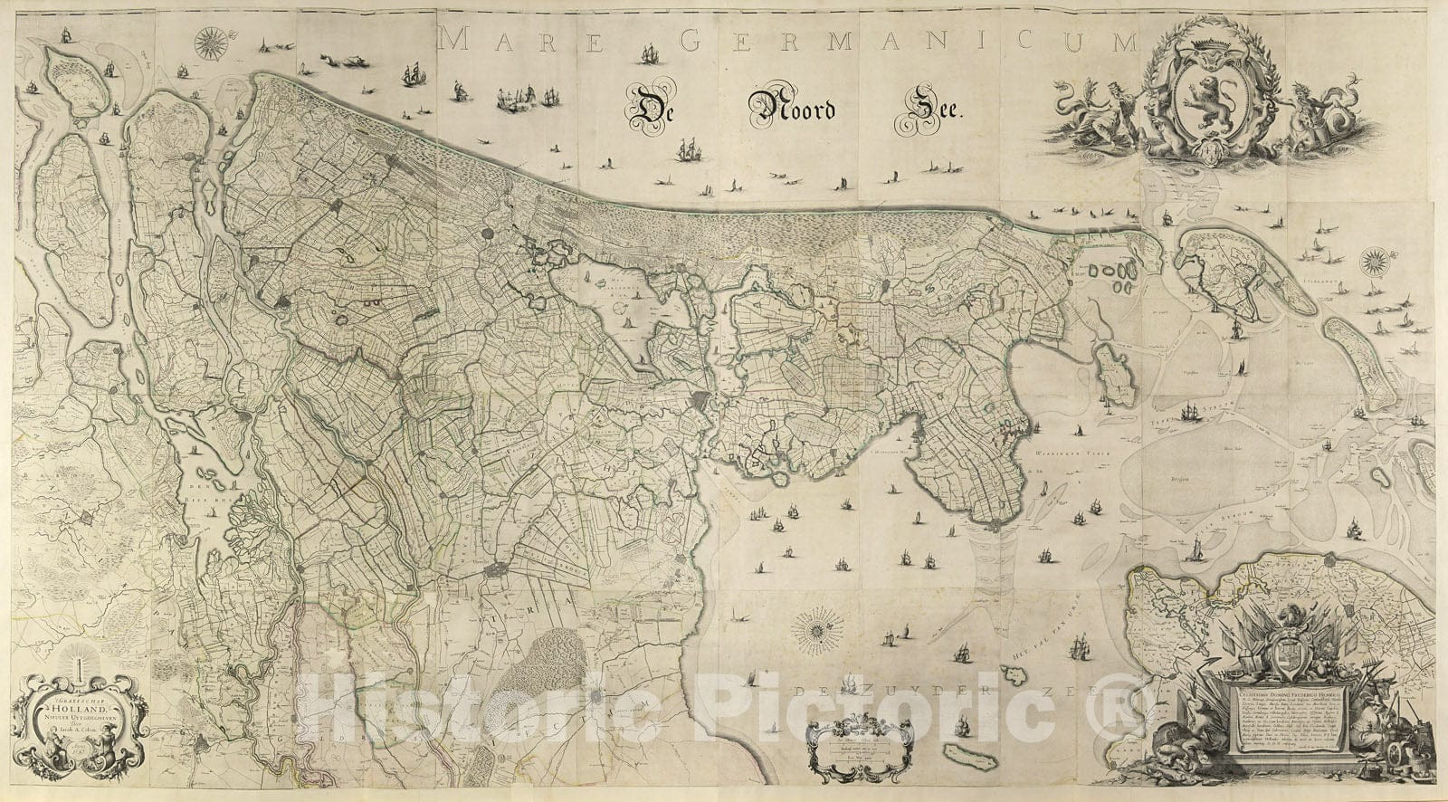 Historic Map : Graefschap Holland (Left Half), 1660, v2, Vintage Wall Decor