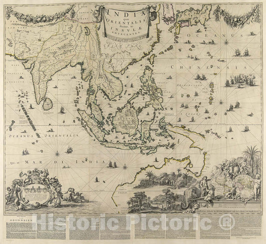 Historic Map : India qu? Orientalis dicitur, 1660, Vintage Wall Decor