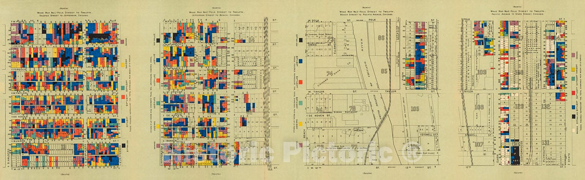 Historic Map : Wage Map No. one Wage Map No. two Wage Map No. three Wage Map No. 4, one895, Vintage Wall Decor