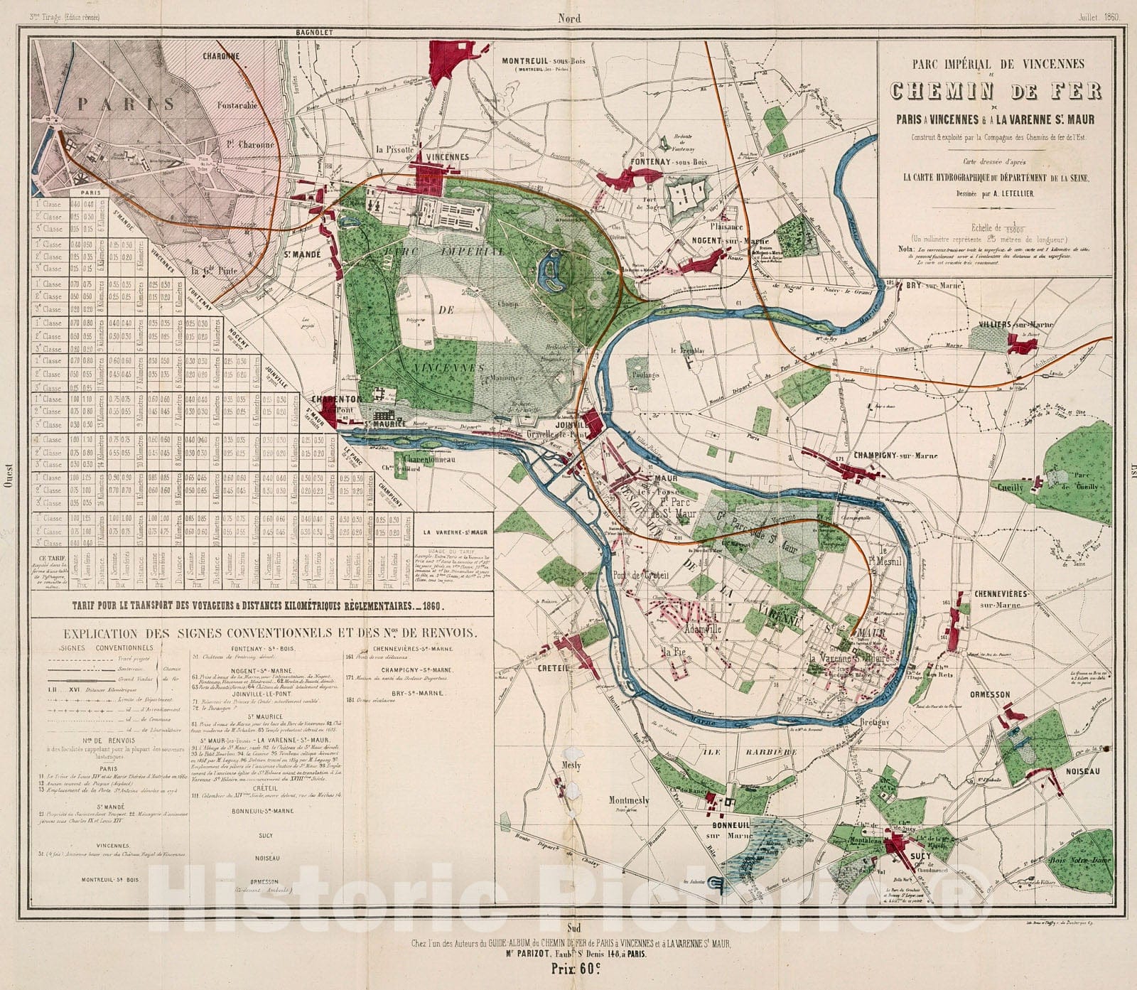 Historic Map : Parc Impe?rial de Vincennes., 1860, Vintage Wall Decor