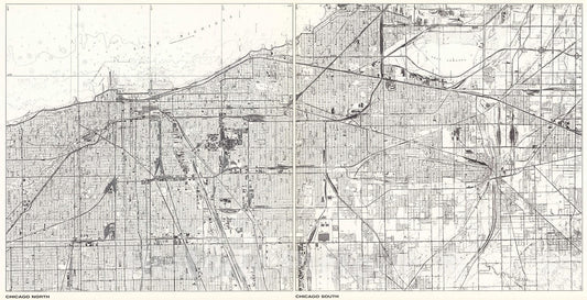 Historic Map : Chicago North; Chicago South., 1966, Vintage Wall Decor