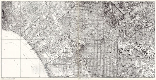 Historic Map : Los Angeles West; Los Angeles East., 1966, Vintage Wall Decor
