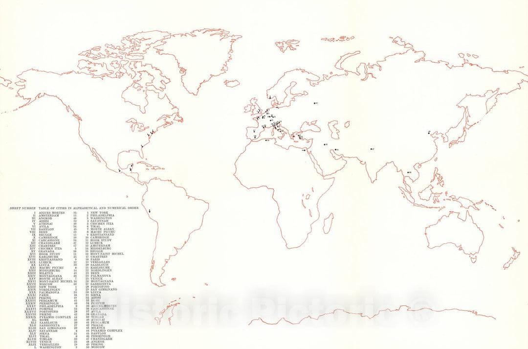 Historic Map : LI. World Map. 109,110,111,112,113,114., 1963, Vintage Wall Decor