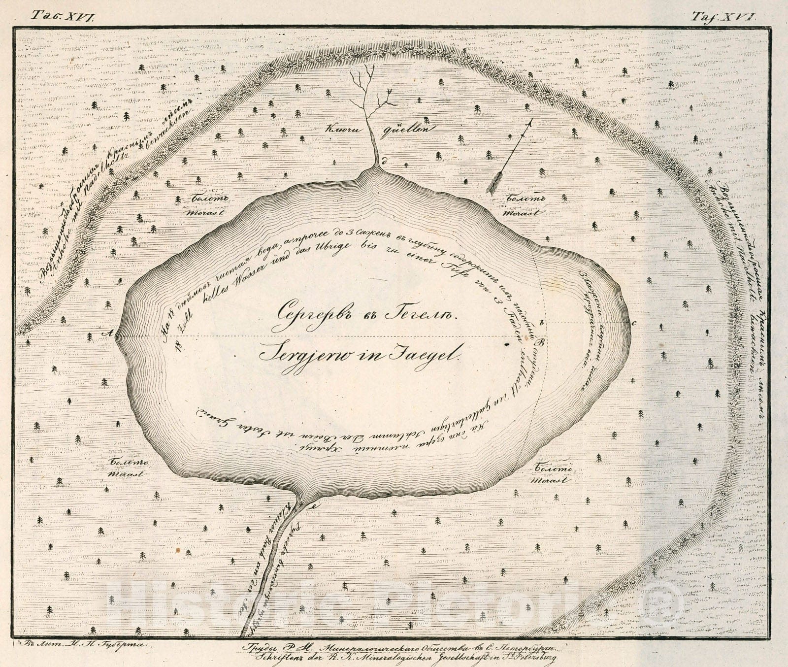Historic Map : sergerb b gegelyu = Sergervo in Jaegel, 1842, Vintage Wall Decor