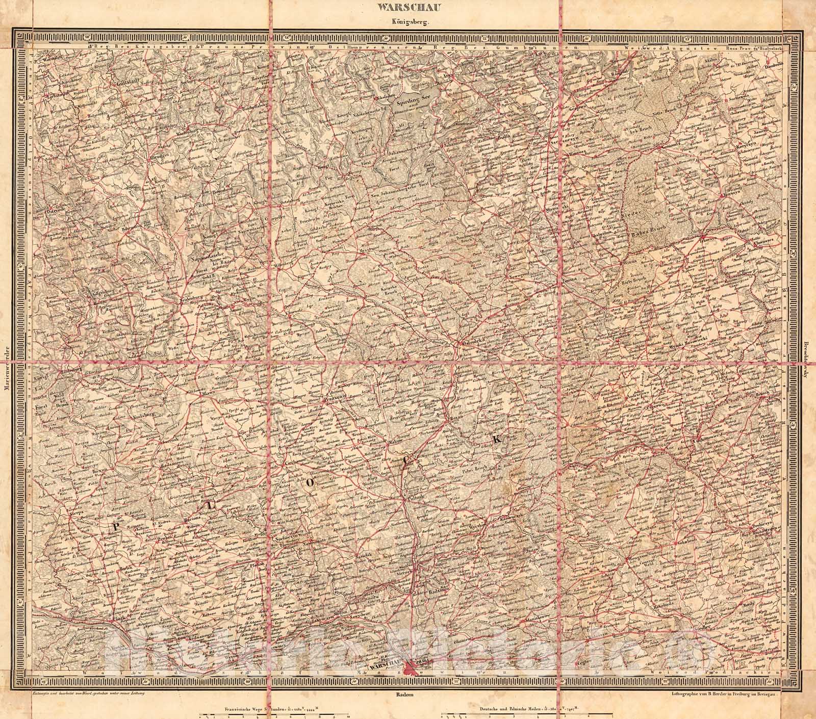 Historic Map : Warschu, 1850, Vintage Wall Decor