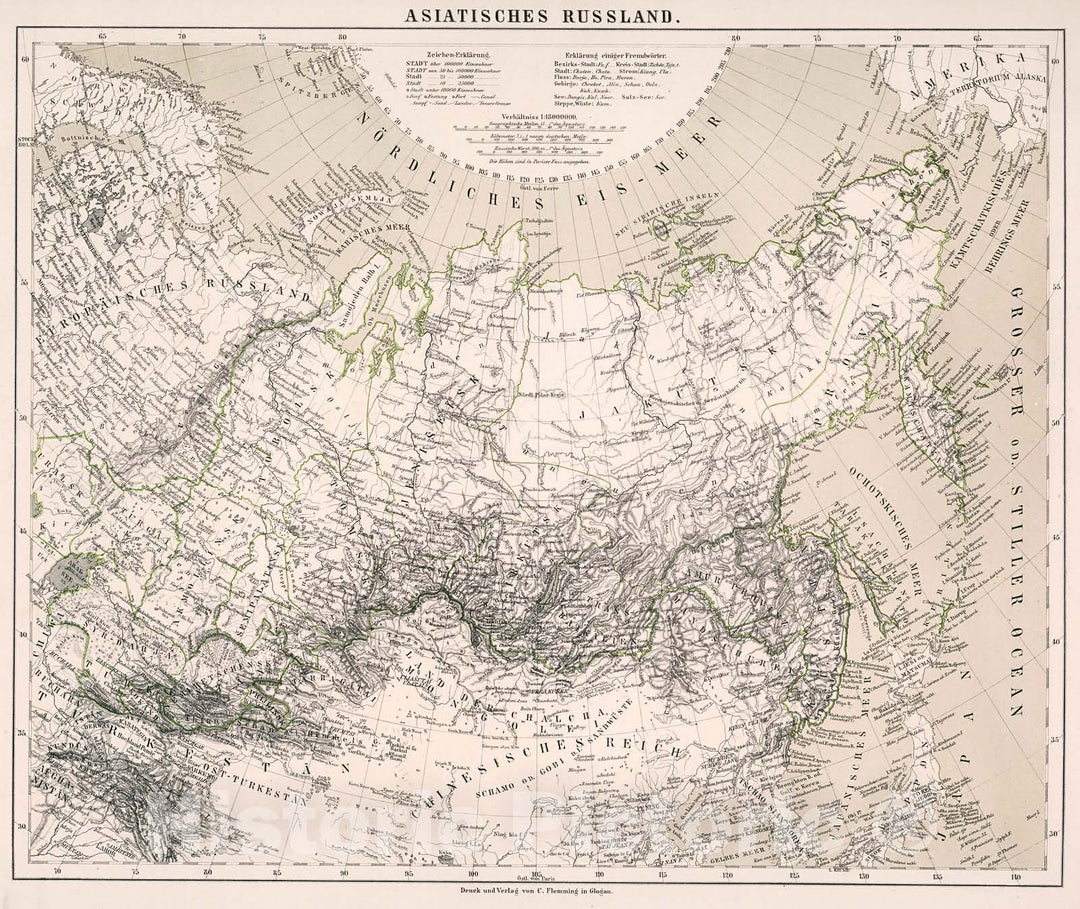 Historic Map : Asiatisches Russland, 1875, Vintage Wall Decor