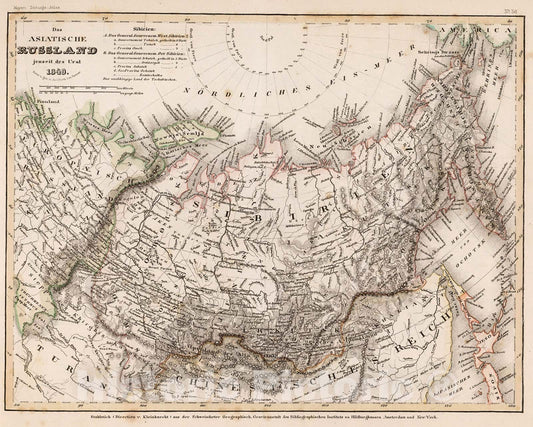 Historic Map : Das Asiatische Russland jenseits des Ural ,1849, 1852, Vintage Wall Decor