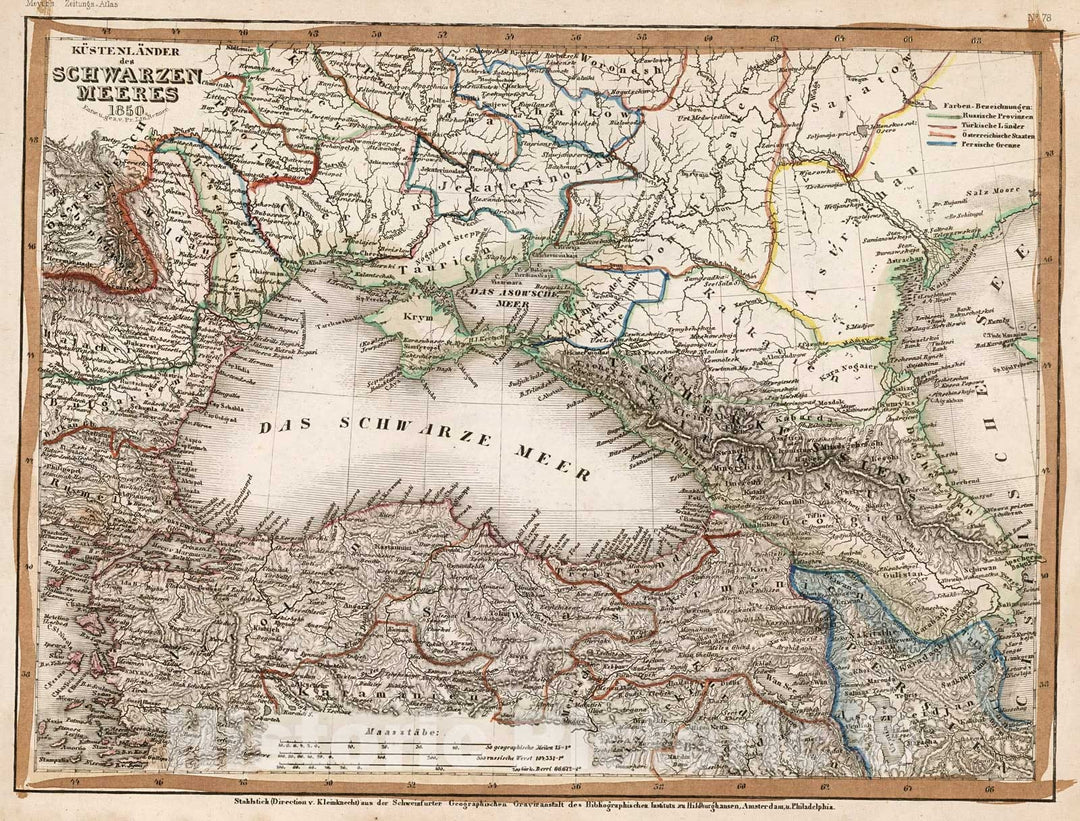 Historic Map : Kustenlander des Schwarzen Meeres 1850, 1852, Vintage Wall Decor