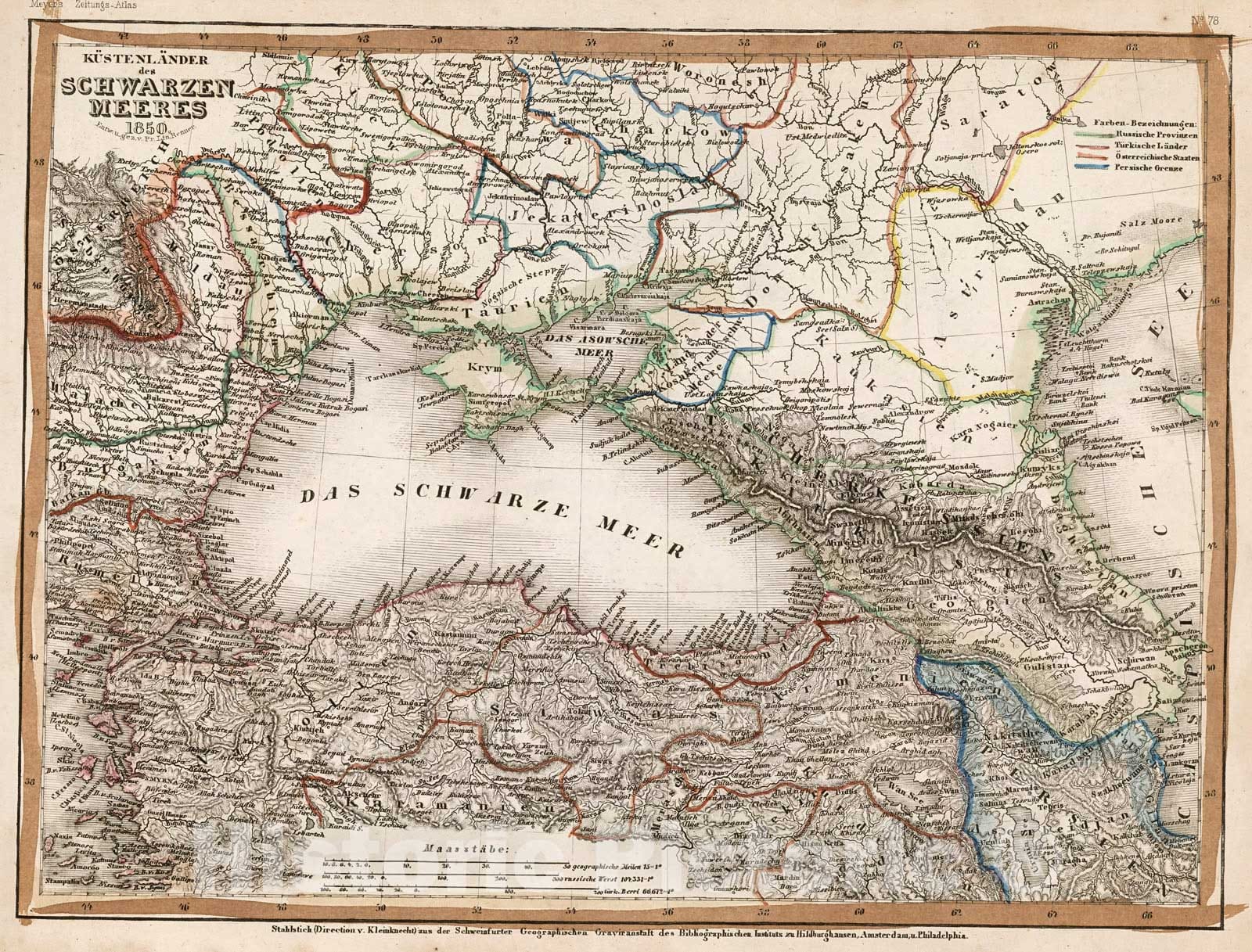 Historic Map : Kustenlander des Schwarzen Meeres 1850, 1852, Vintage Wall Decor
