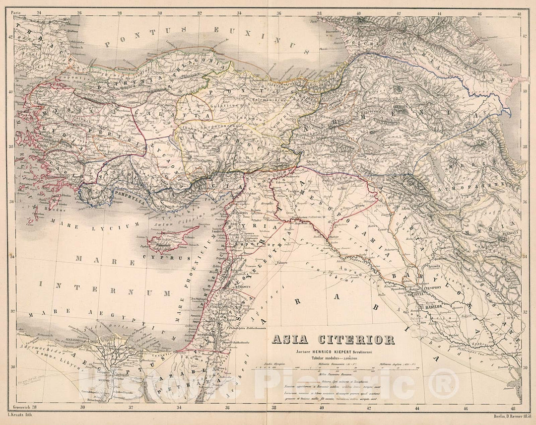 Historic Map : Asia citerior, 1859, Vintage Wall Decor