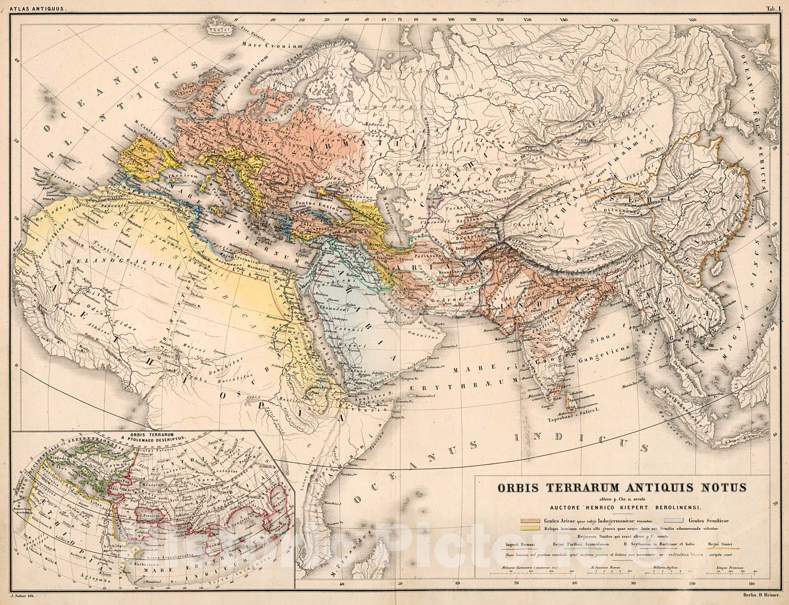 Historic Map : Tab. I. Orbis terrarum antiquis notus, 1861, Vintage Wall Decor