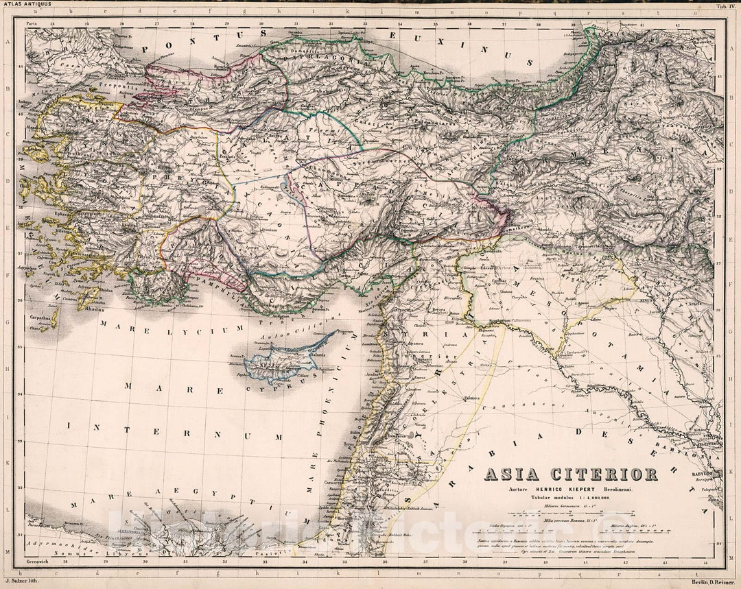 Historic Map : Tab. IV. Asia citerior, 1877, Vintage Wall Decor