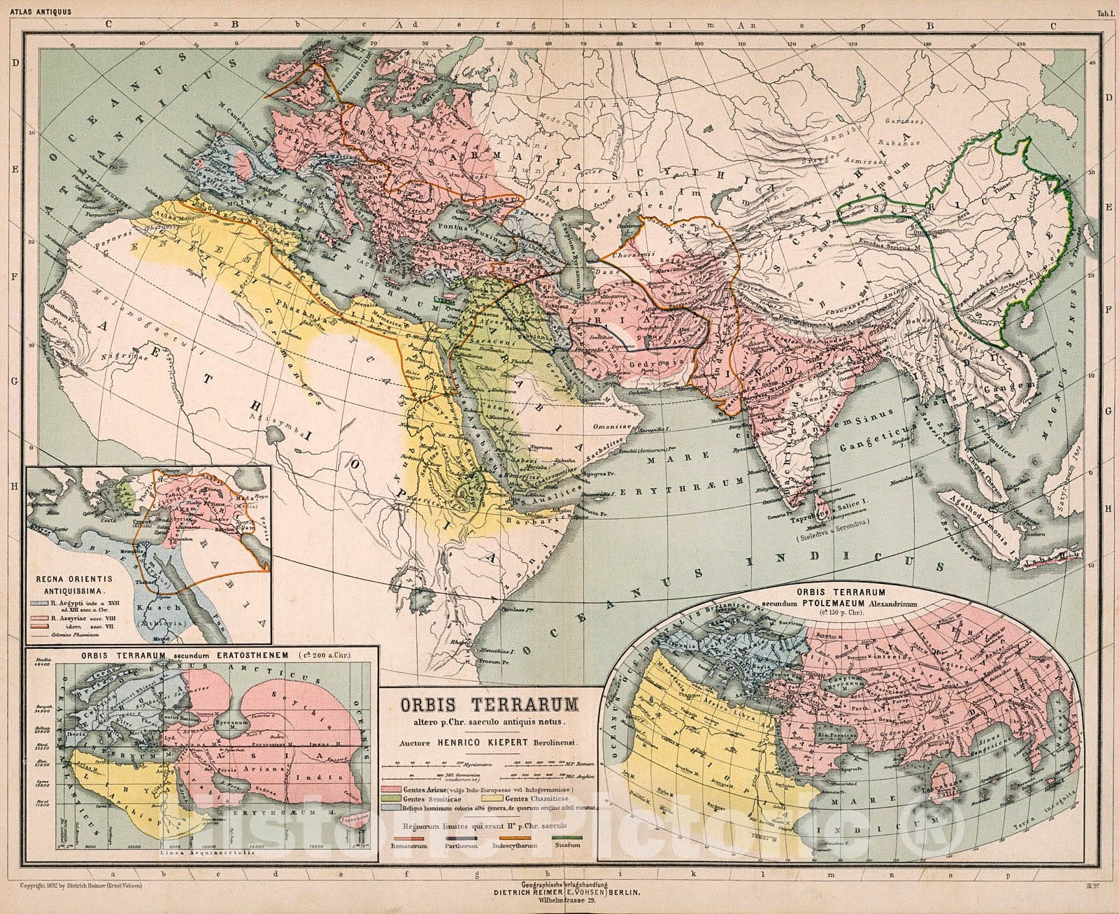 Historic Map : Tab. I. Orbis terrarum antiquis notus, 1892, Vintage Wall Decor