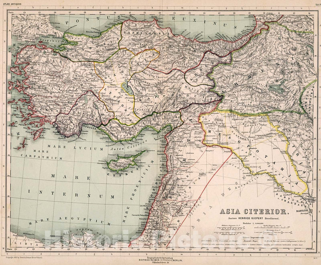 Historic Map : Tab. IV. Asia citerior, 1892, Vintage Wall Decor