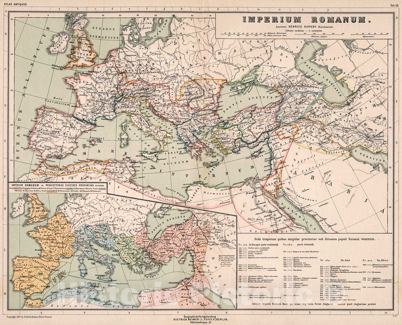Historic Map : Tab. XII. Imperium Romanum, 1892, Vintage Wall Decor