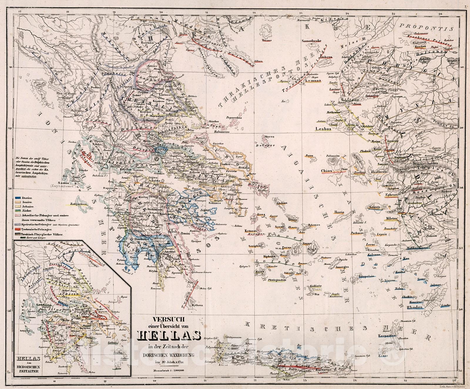 Historic Map : Versuch einer Ubersicht von Hellas, 1846, Vintage Wall Decor