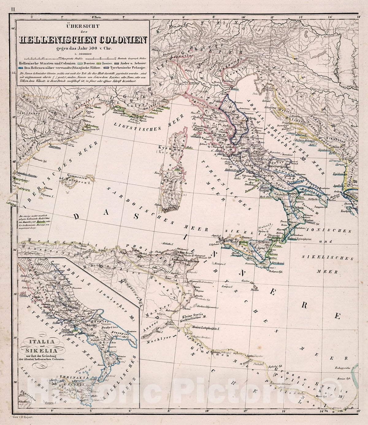 Historic Map : Ubersicht der Hellenischen colonien. II, 1846, Vintage Wall Decor