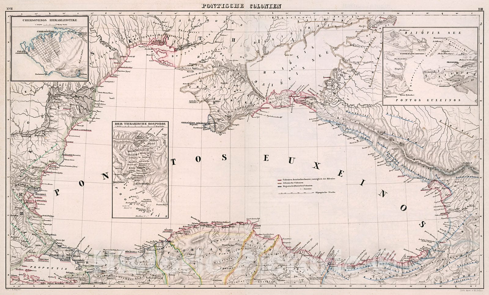 Historic Map : Pontische Colonien. XVII-XVIII, 1846, Vintage Wall Decor
