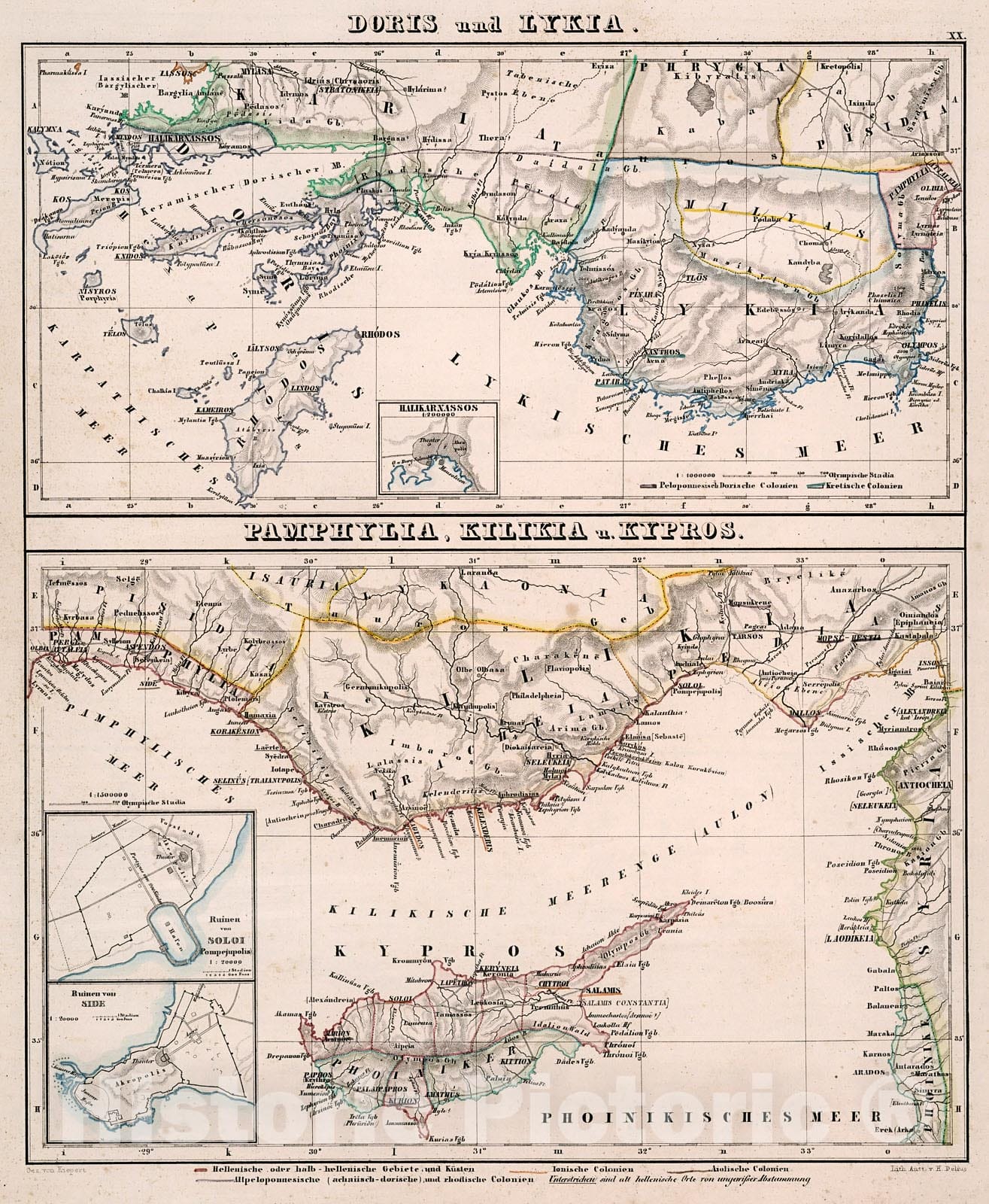 Historic Map : Doris und Lykia. Pamphylia, Kilikia u. Kypros, 1846, Vintage Wall Decor