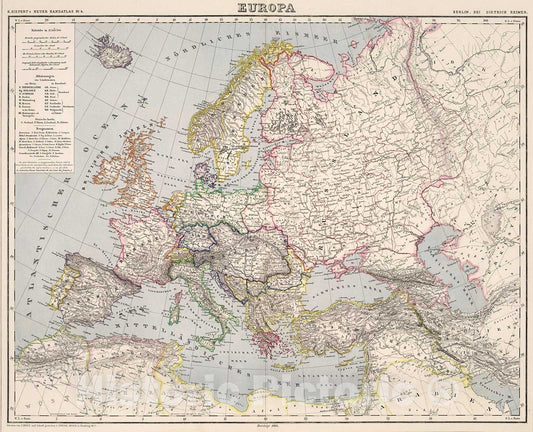 Historic Map : Europe, 1871, Vintage Wall Decor