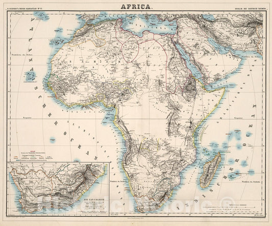 Historic Map : Africa, 1871, Vintage Wall Decor