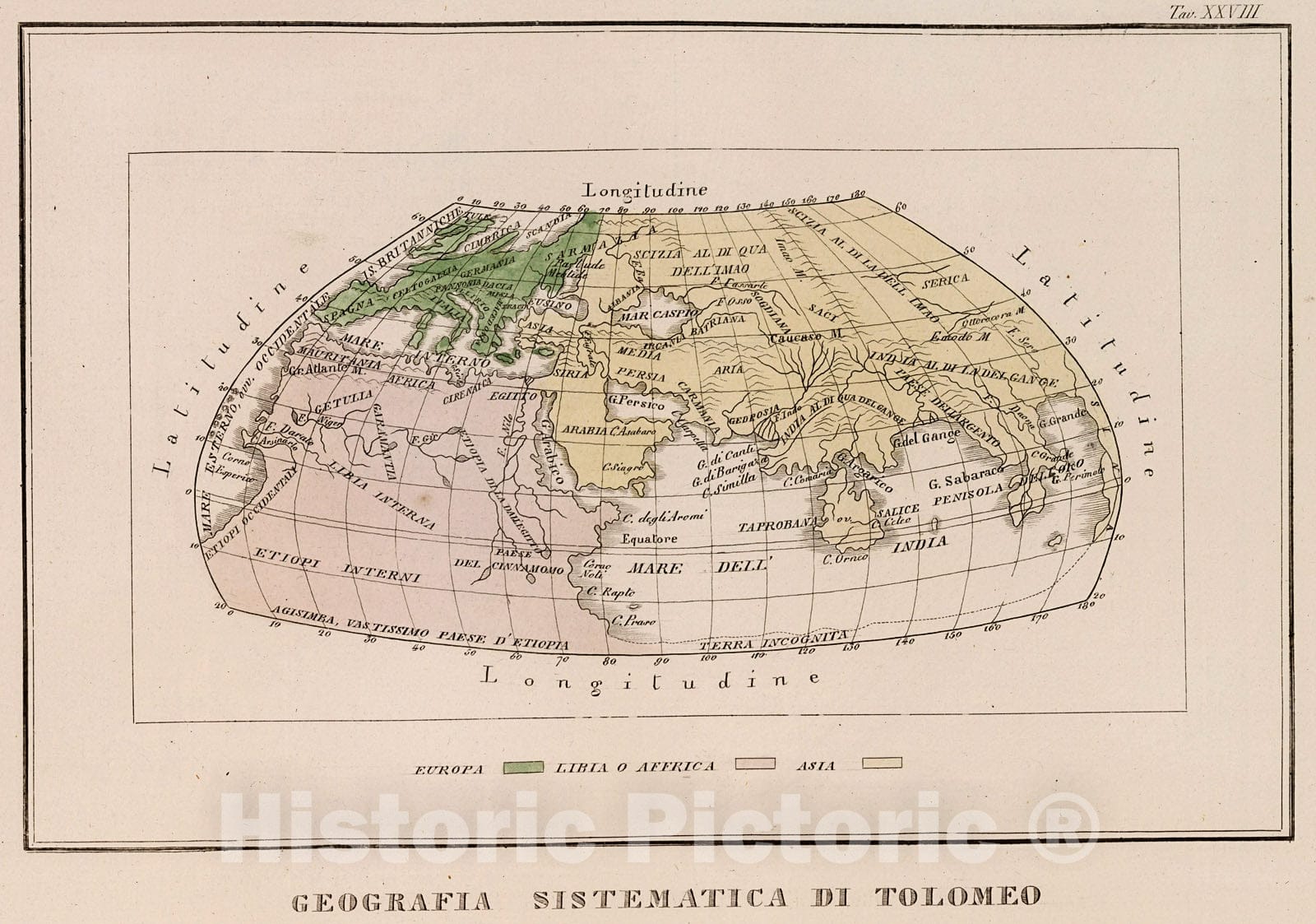 Historic Map : Geografia sistematica di Tolomeo, 1842, Vintage Wall Decor