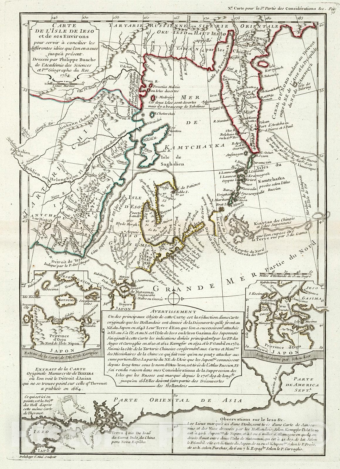 Historic Map : Carte de l'isle de Ieso et de ses environs, 1752, Vintage Wall Decor