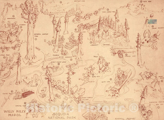 Historic Map : Sequoia National Park, 1945, Vintage Wall Decor