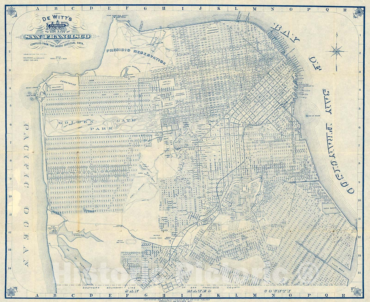 Historic Map : Indexed map of the city of San Francisco, 1901, Vintage Wall Decor