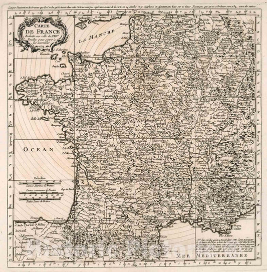 Historic Map : Carte de France, 1754, Vintage Wall Decor
