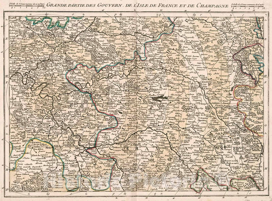 Historic Map : Grande partie des Gouvern. de l'Isle de France et de Champagne, 1754, Vintage Wall Decor