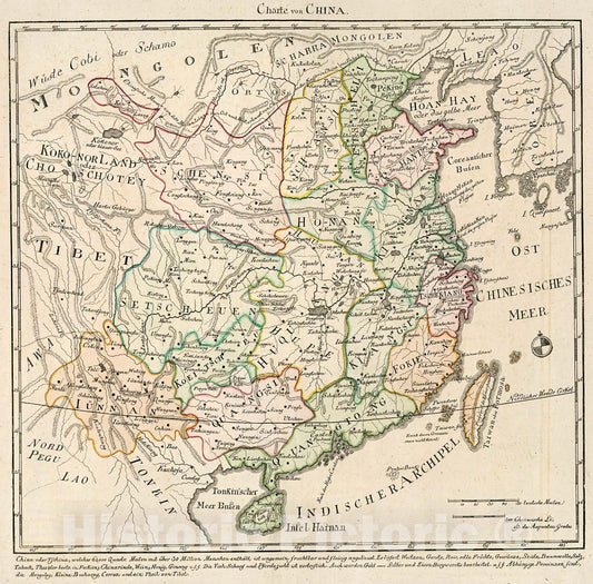 Historic Map : Charte von China, 1809, Vintage Wall Decor