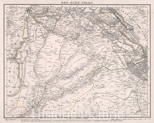 Historic Map : Der Sikh-Staat., 1846, Vintage Wall Decor