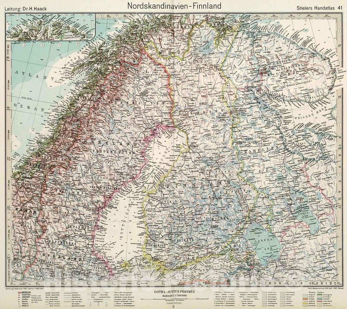 Historic Map : Nordskandinavien - Finnland., 1945, Vintage Wall Decor