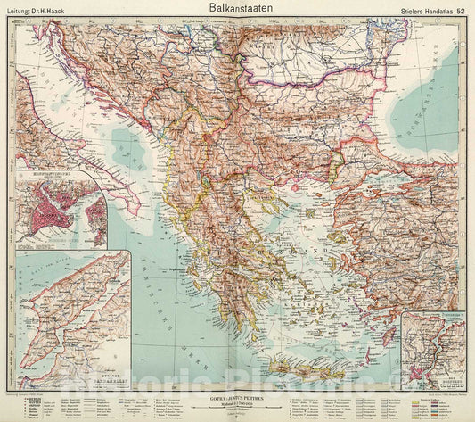Historic Map : Balkanstaaten., 1945, Vintage Wall Decor